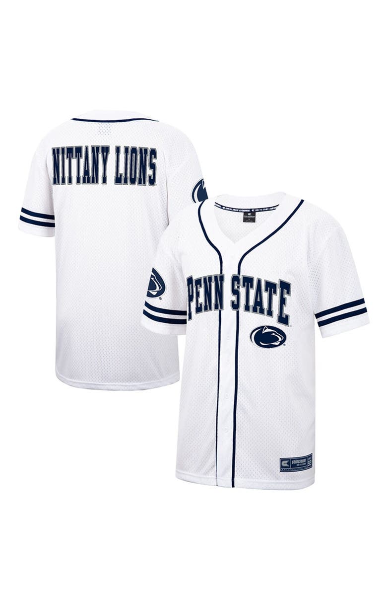 COLOSSEUM Men's Colosseum White Penn State Nittany Lions Free Spirited Mesh Button-Up Baseball Jersey, Main, color, 