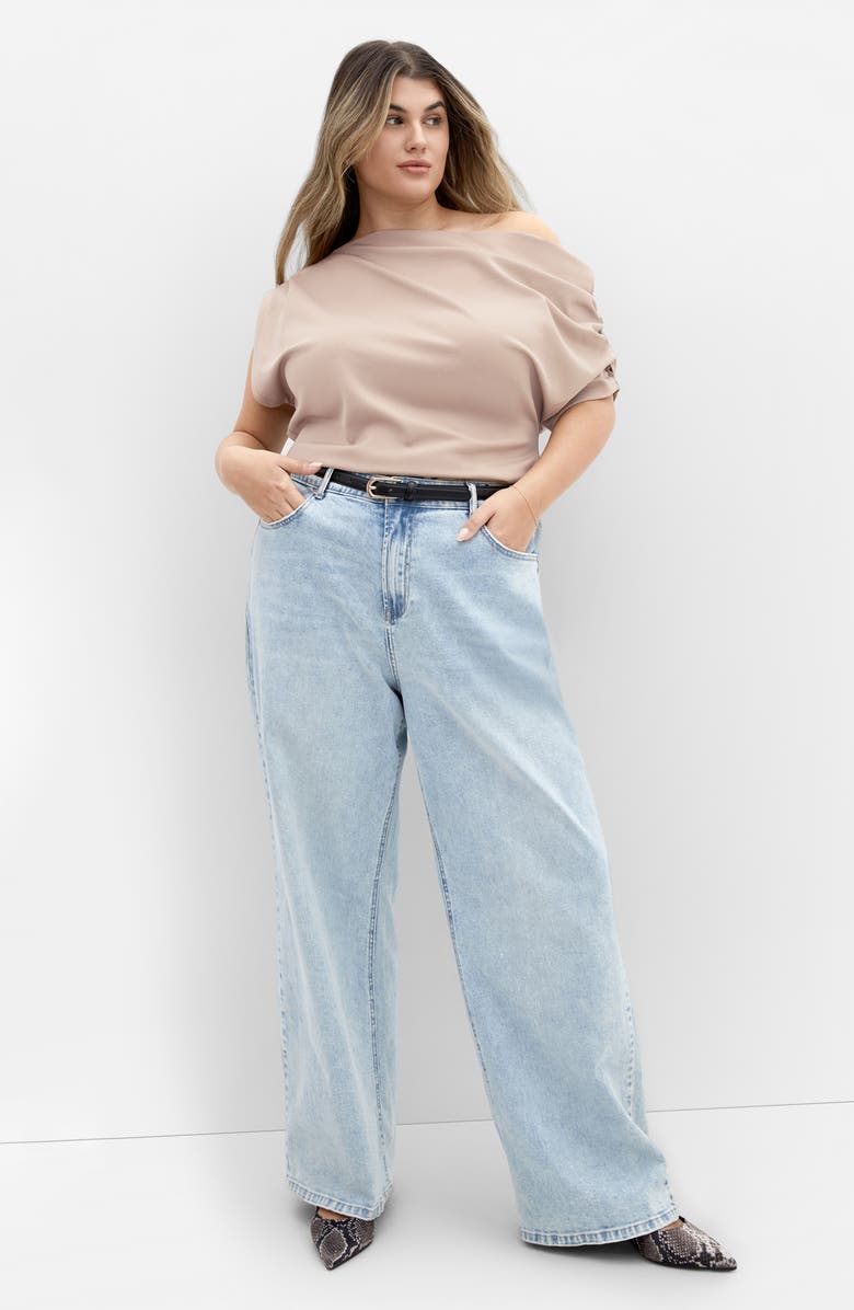 City Chic Imani One-Shoulder Top, Alternate, color, Taupe