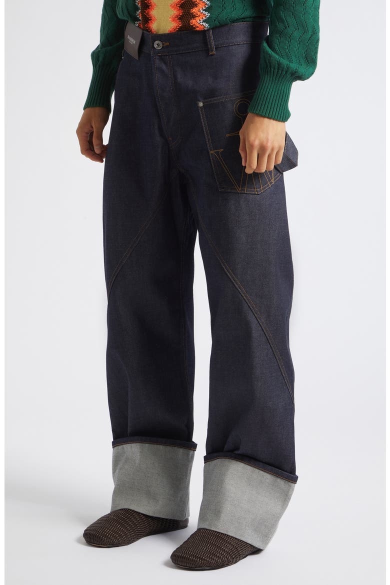 Cuffed Twisted Workwear Jeans, Alternate, color, INDIGO