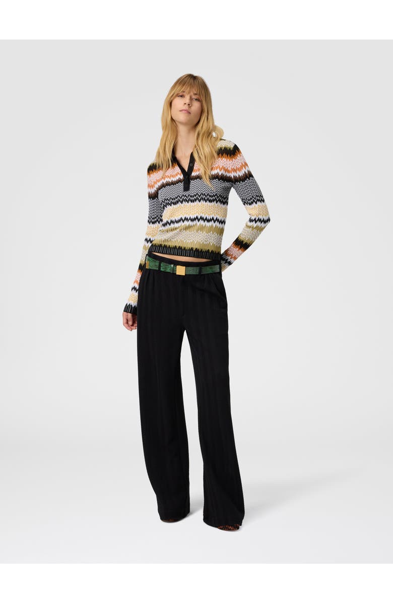 Missoni Long Sleeve Polo With Revisited Chevron Pattern, Alternate, color, Multicoloured