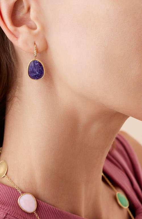 Marco Bicego Lunaria Charoite & Diamond Drop Earrings
