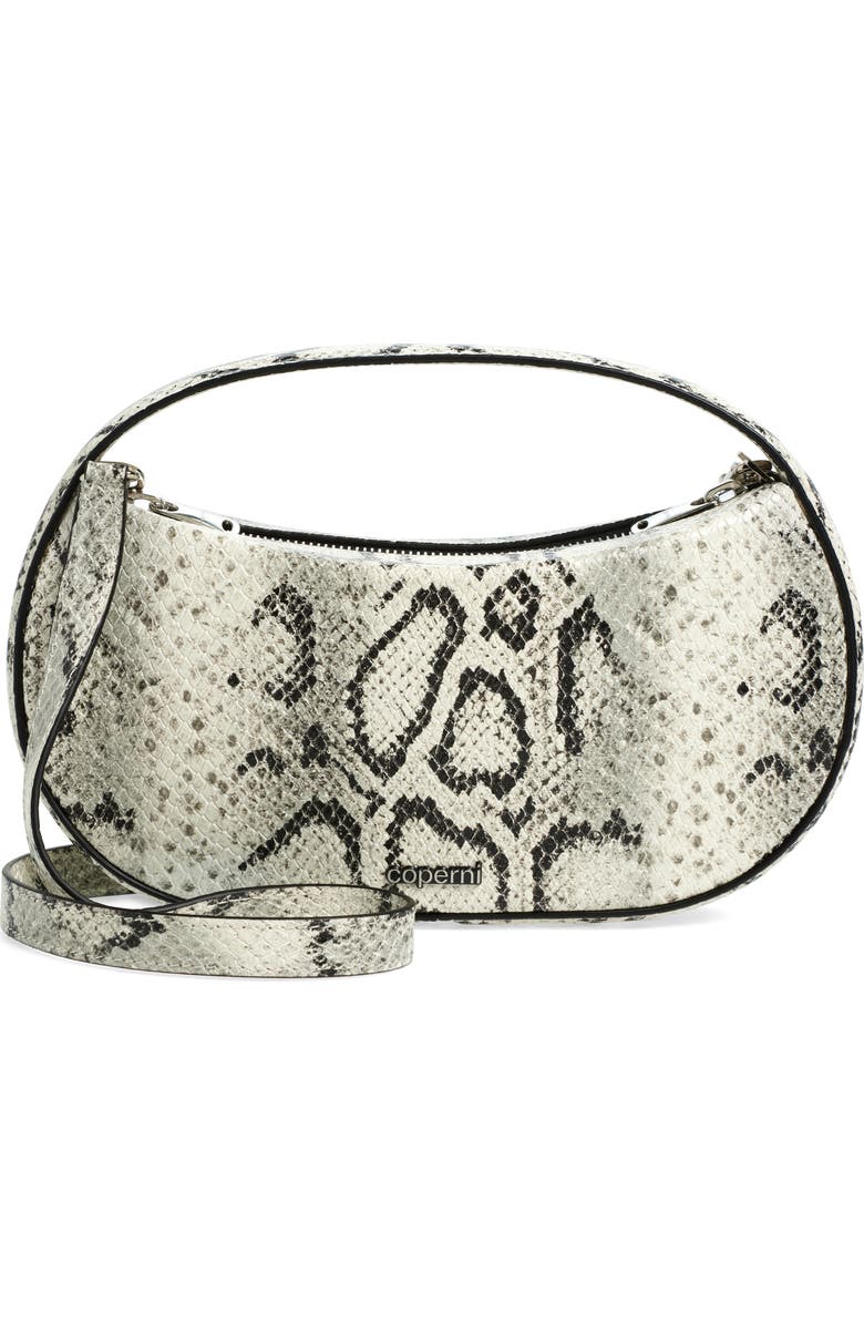 Coperni Small Sound Swipe Snakeskin Embossed Leather Handbag, Main, color, White/ Grey Whtgry