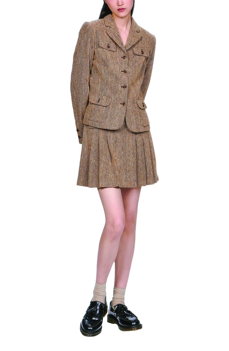 Anna Sui Herringbone Jacket, Alternate, color, Caramel