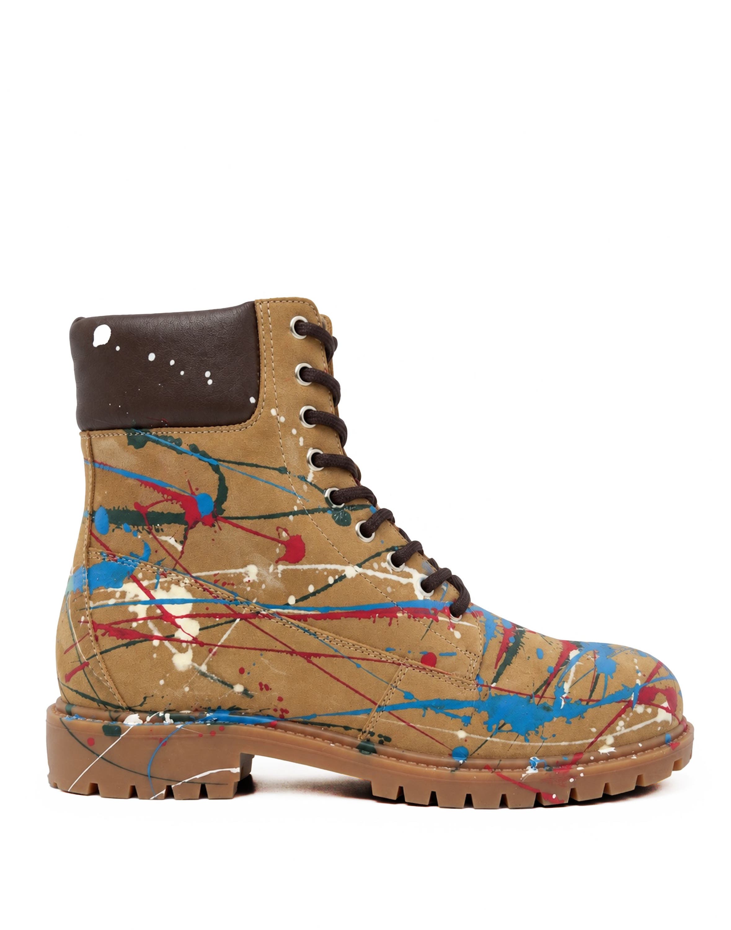 Nubuck Boots Dripping Skull Men, Alternate, color, brown/multicolored
