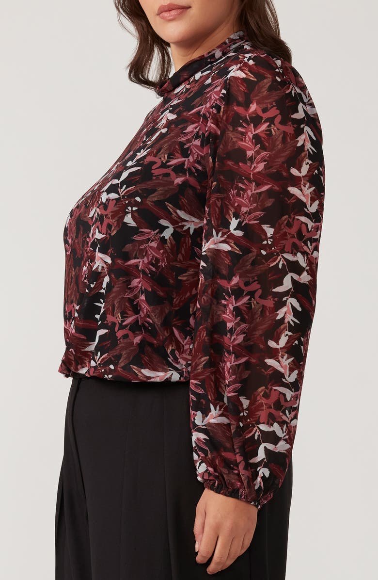 Estelle Reflection Leave Mesh Top, Alternate, color, Black/Rose