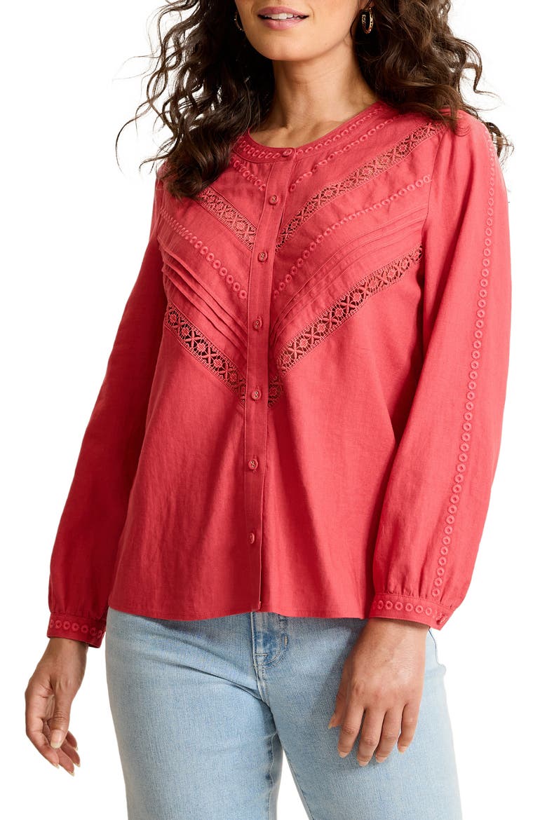 Palm Shores Linen Blend Shirt, Alternate, color, WILD GERANIUM