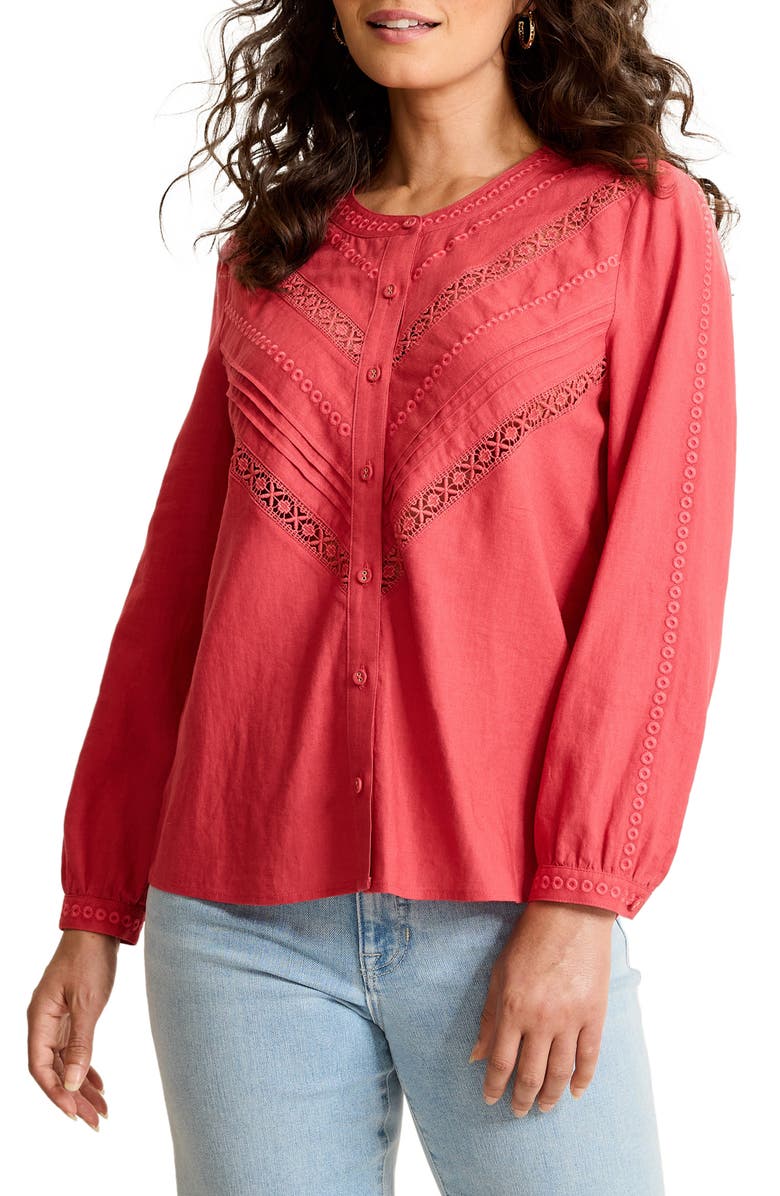 Tommy Bahama Palm Shores Linen Blend Shirt, Alternate, color, Wild Geranium