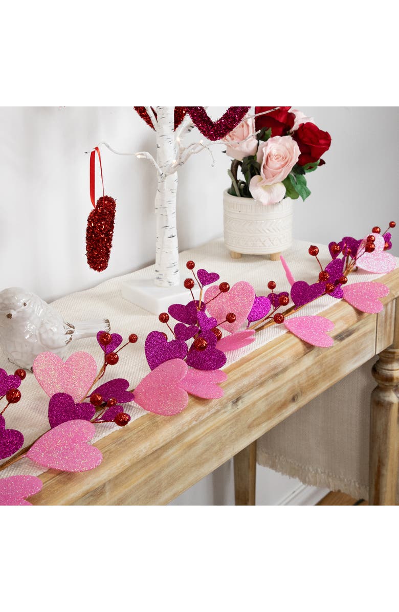 Northlight 6' Glittered Hearts and Berries Valentine's Day Garland, Alternate, color, 