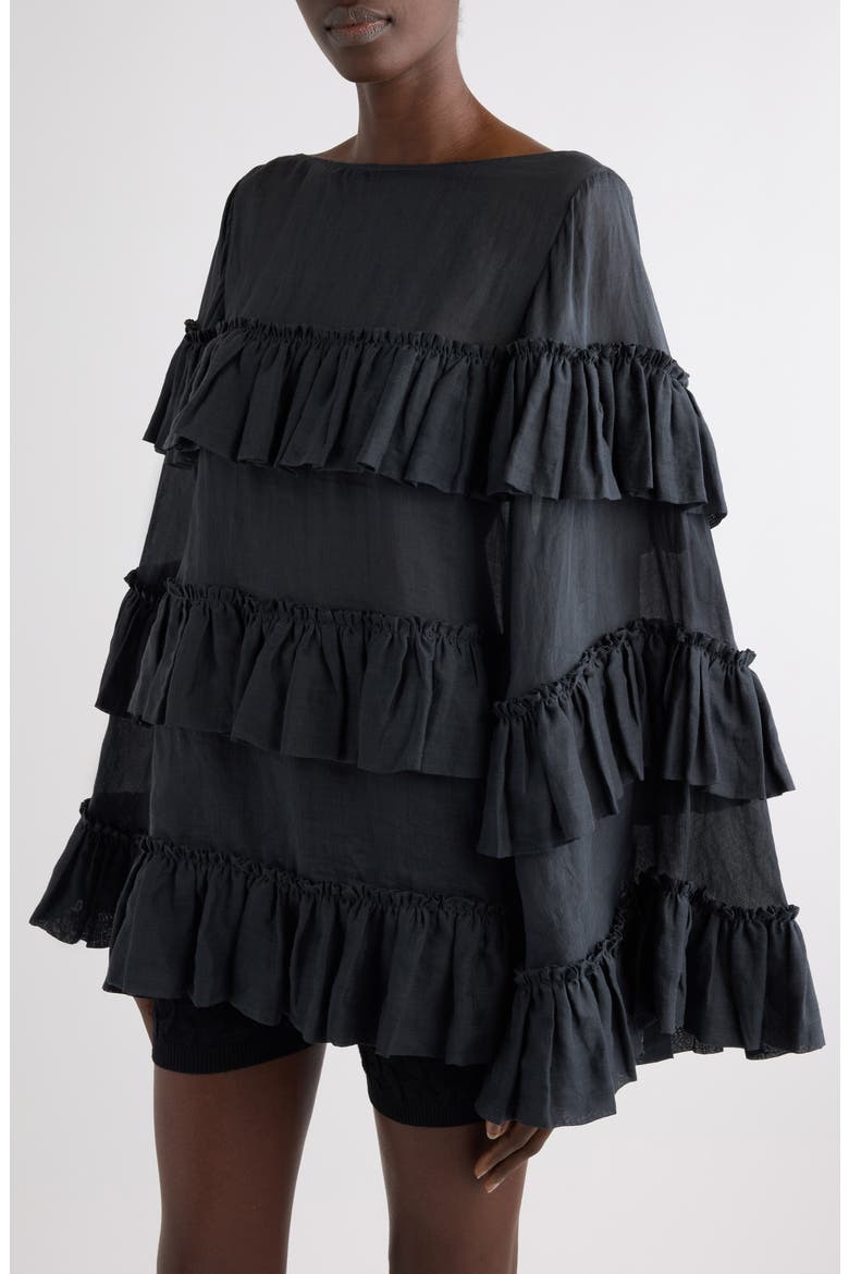 Carlice Ramie Mousseline Top, Alternate, color, BLACK