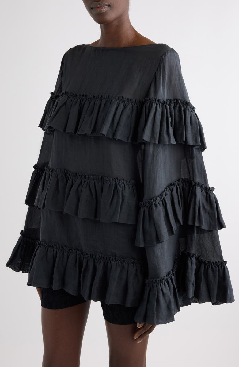 Dries Van Noten Carlice Ramie Mousseline Top, Alternate, color, Black