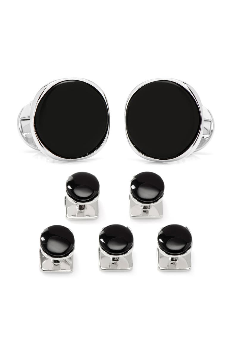 Cufflinks, Inc. Formal Onyx Cuff Links & Studs Set, Main, color,