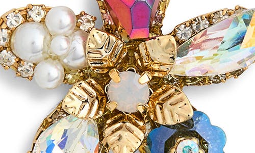 Eye Candy Los Angeles Justine Cubic Zirconia & Faux Pearl Flower Drop Earrings In Gold