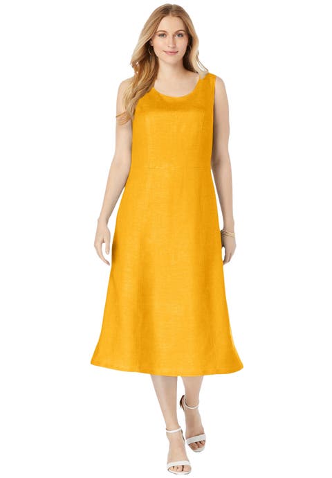 Linen Fit & Flare Dress (Plus)