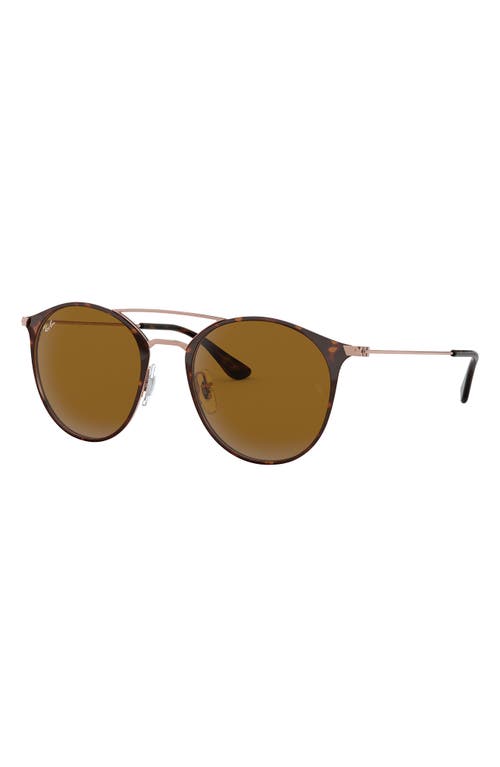 Ray Ban Ray-ban Highstreet 52mm Round Brow Bar Sunglasses In Brown