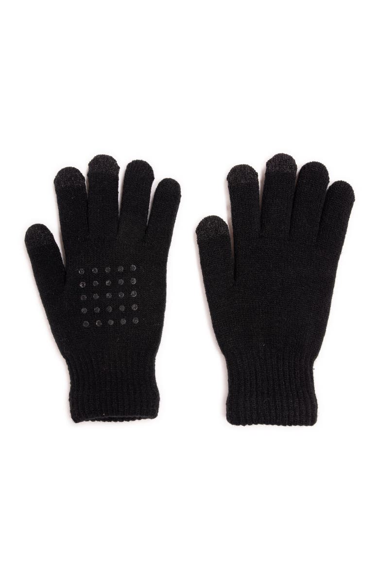 Women's Double Layer Knit Touchscreen Gloves, Alternate, color, Ebony