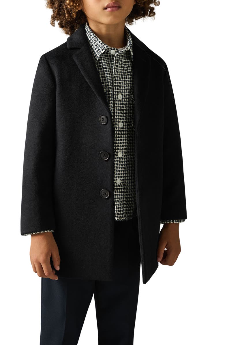 Reiss Kids' Gable Single Breasted Overcoat, Alternate, color, Navy
