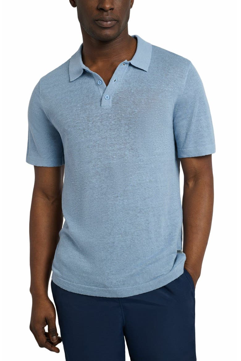 Linen Sweater Polo, Alternate, color, BABY BLUE