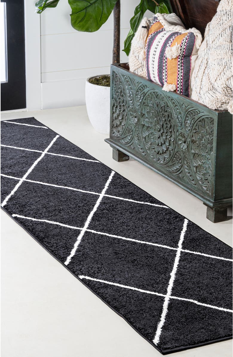 JONATHAN Y Cole Minimalist Diamond Trellis Area Rug, Alternate, color, Black/White