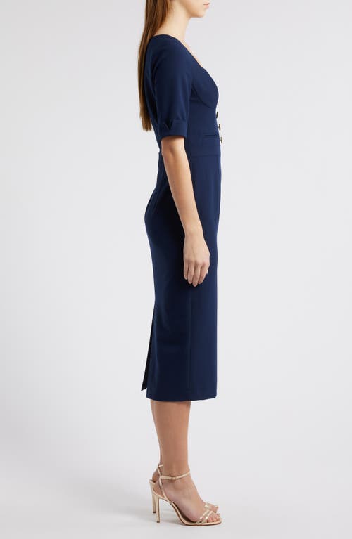 Black Halo Kerry Midi Sheath Dress In Blue