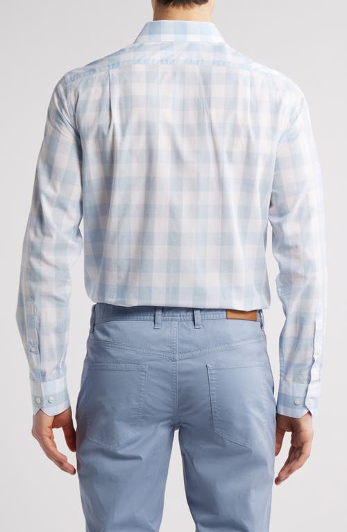 Scott Barber Riviera Buffalo Check Cotton Blend Poplin Button-up Shirt In Sky