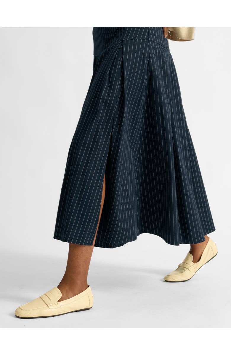 Albaray Pinstripe Midi Skirt, Alternate, color, Navy