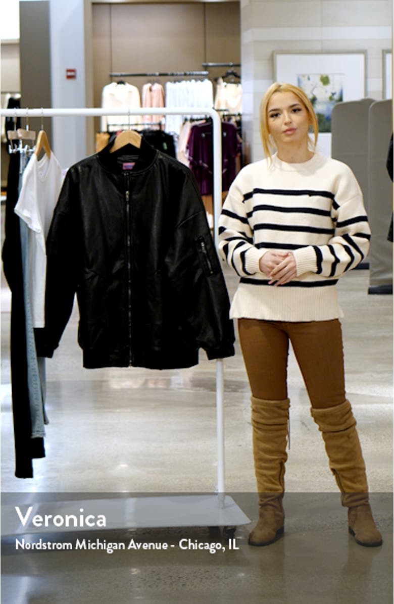 Oversize Faux Leather Bomber Jacket, sales video thumbnail