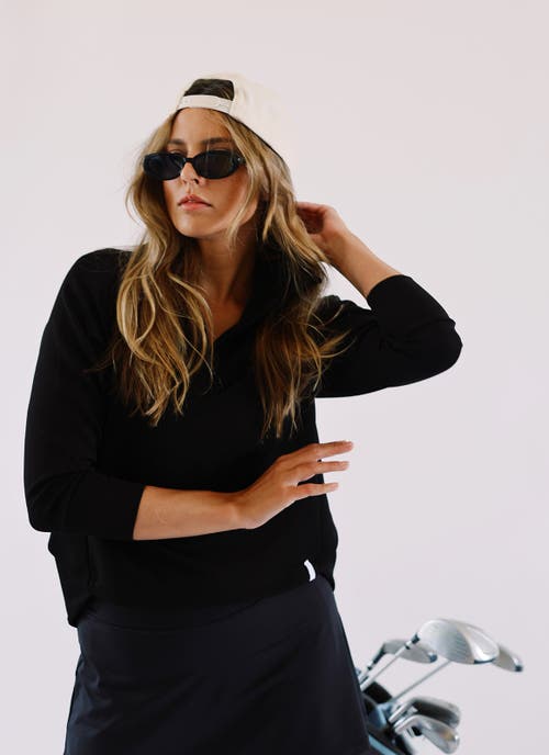 Beldrie High-low Quarterzip In Black