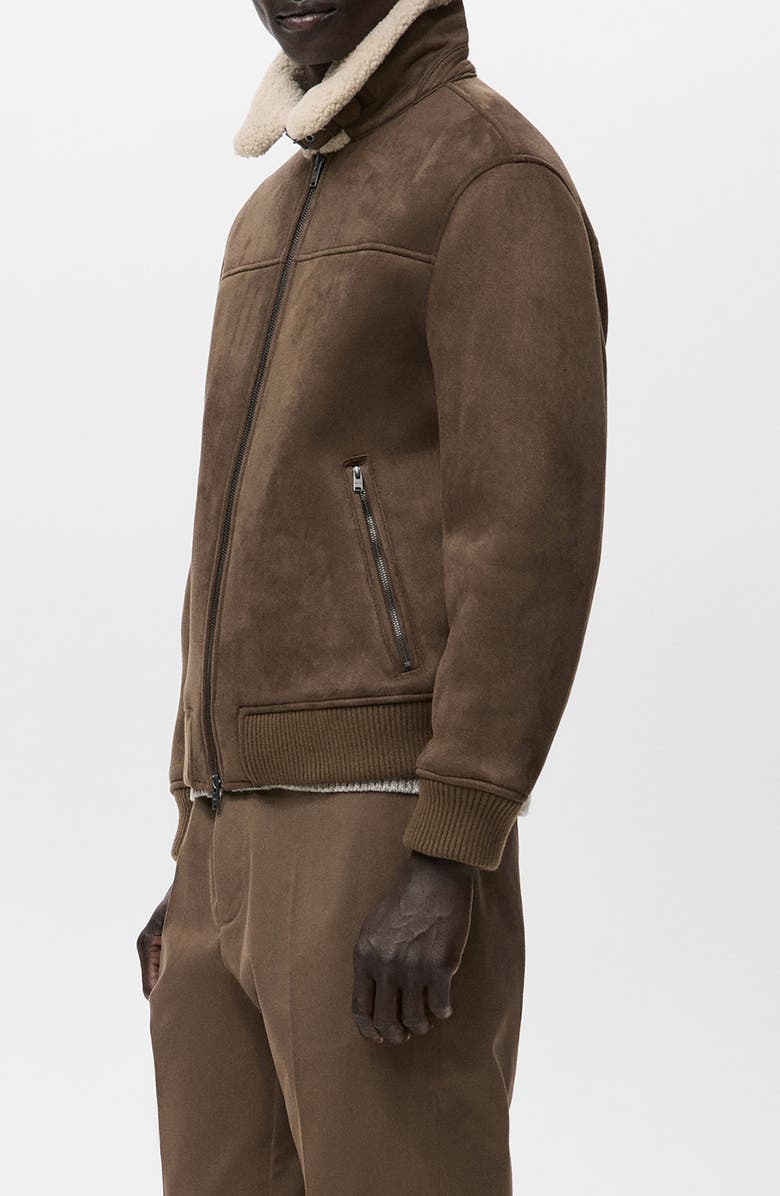 MANGO Faux Shearling Jacket, Alternate, color, Medium Brown