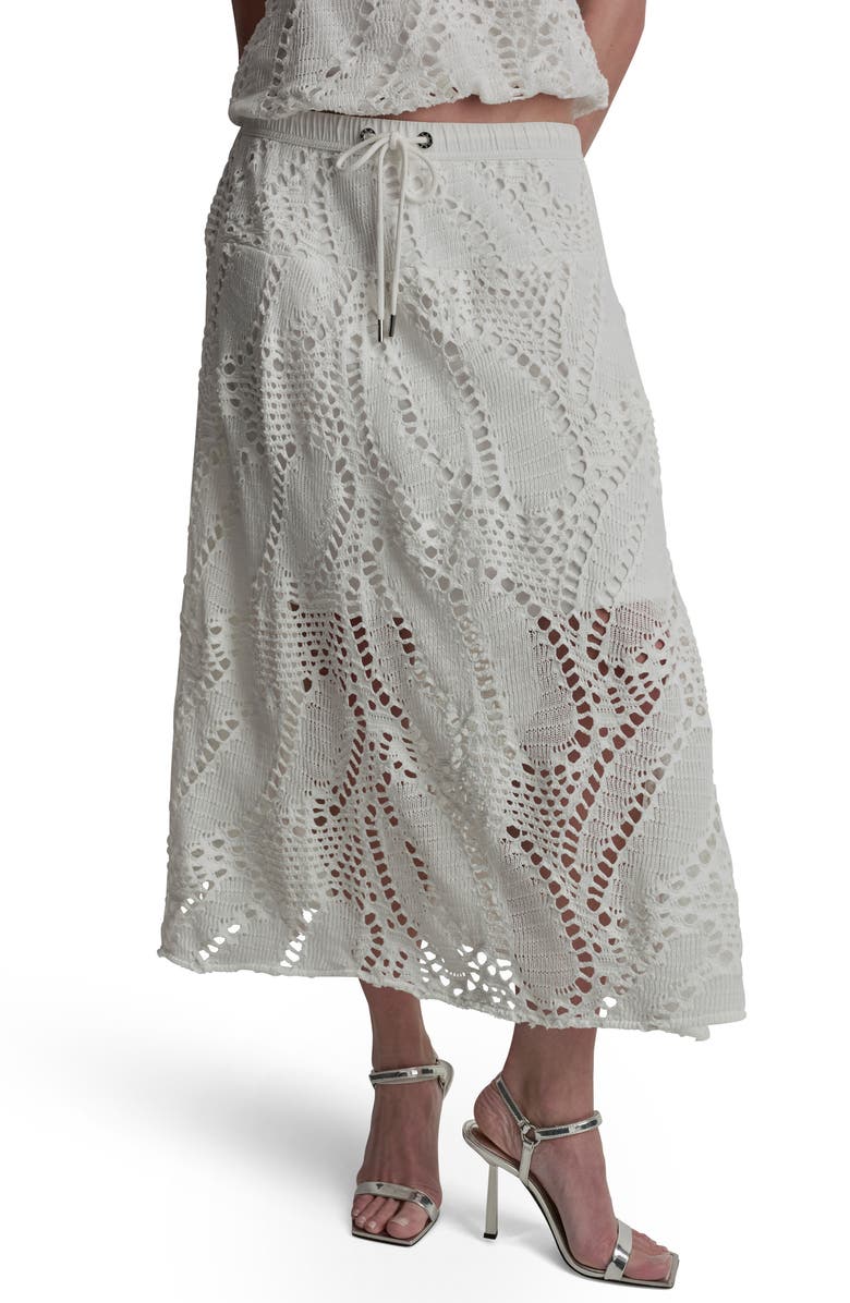 DKNY Crochet Leaf Midi Skirt, Main, color, Ivory