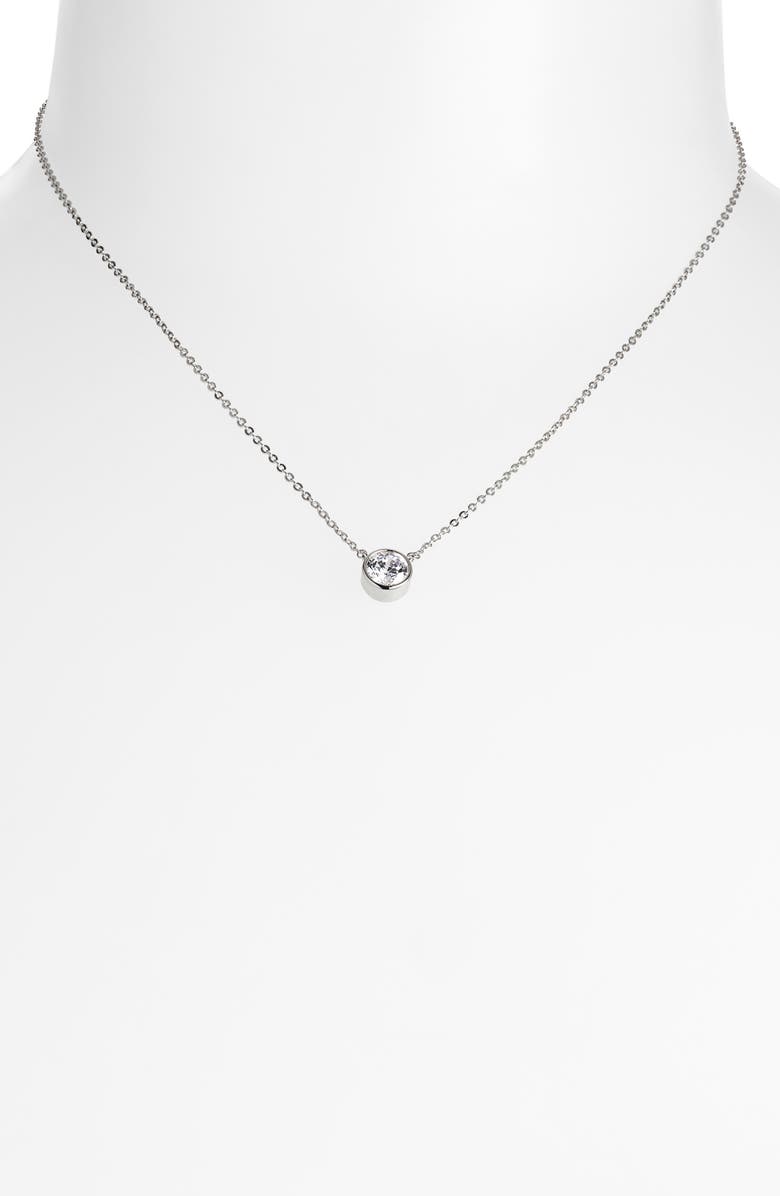Nordstrom Solitaire Bezel Pendant Necklace, Alternate, color,
