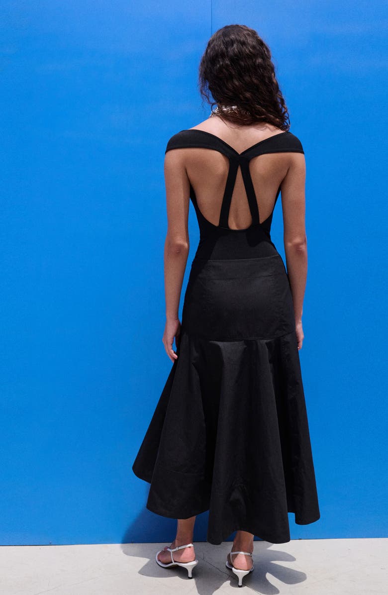 MANGO Stitching A-Line Maxi Skirt, Alternate, color, Black