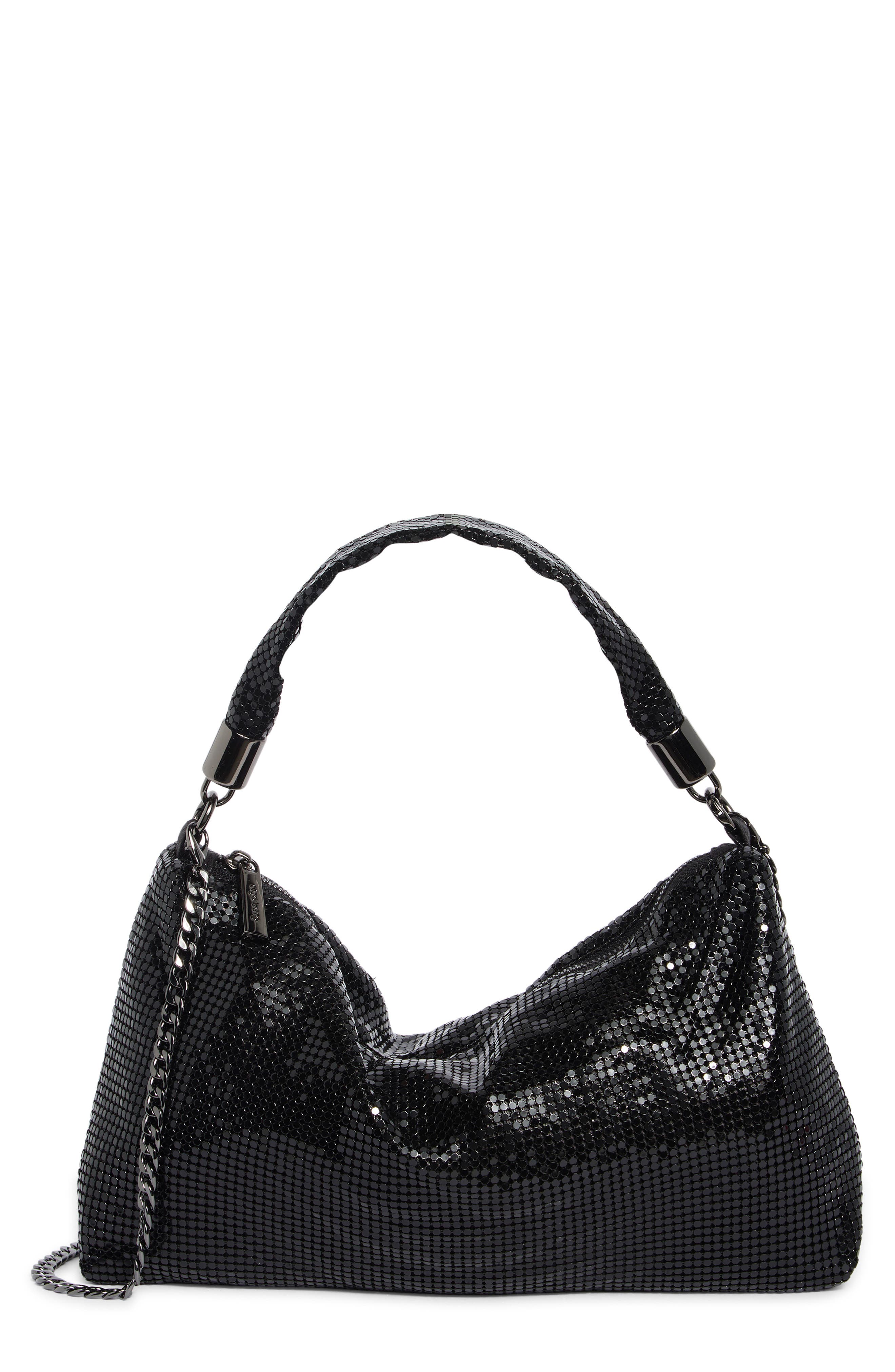 Marilla Mesh Shoulder Bag, Main, color, BLACK