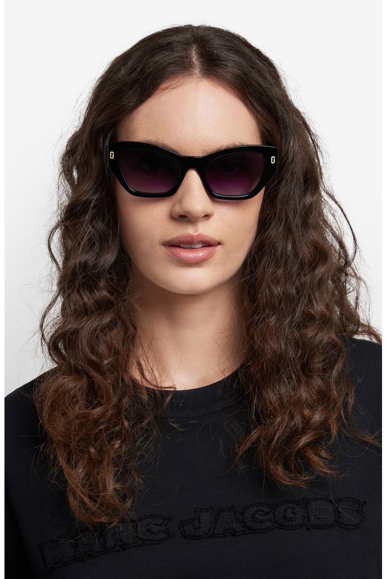 54mm Cat Eye Sunglasses, Alternate, color, BLACK