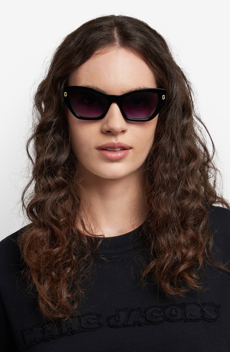 Marc Jacobs 54mm Cat Eye Sunglasses, Alternate, color, Black