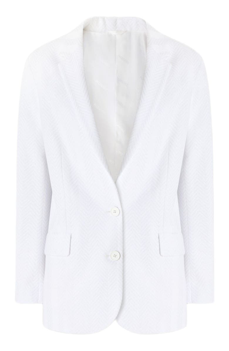 Missoni Single-breasted Blazer In Cotton And Zig Zag Viscose Tone On Tone, Alternate, color, White