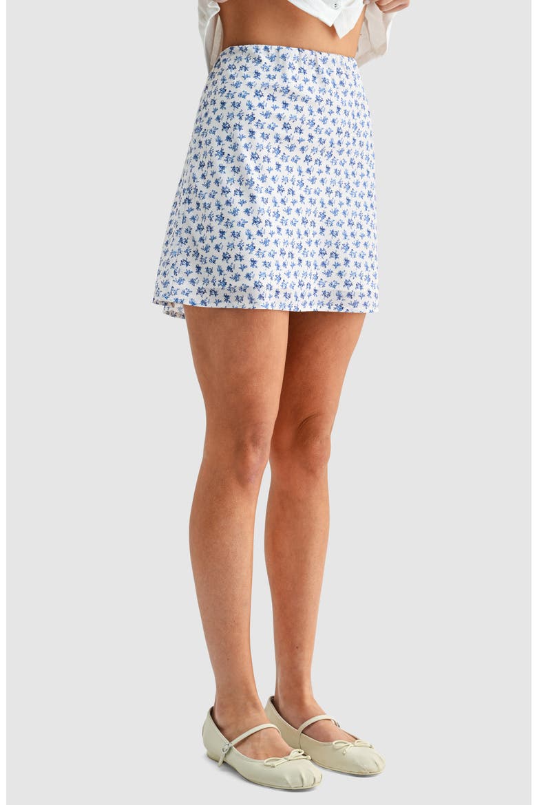 Floral Miniskirt, Alternate, color, IVORY BLUE