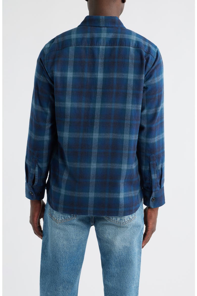 Burnside Plaid Flannel Button-Up Shirt, Alternate, color, DENIM PLAID