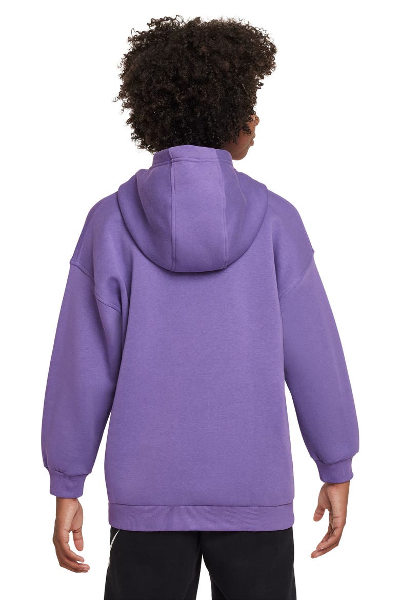 Kids' Sportswear Fleece Hoodie, Alternate, color, BLACK RASPBERRY/ WHITE