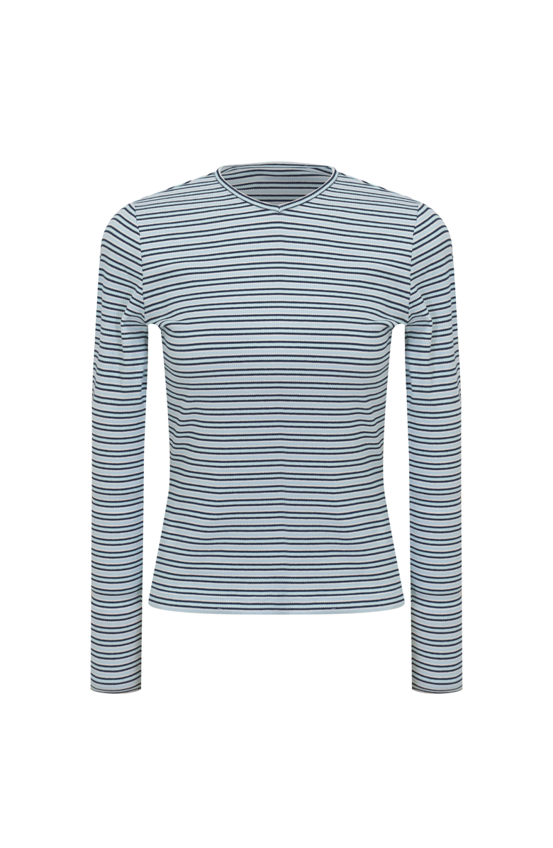 Dot Dolman V-Neck Striped Long Sleeve Tee, Main, color, Denim