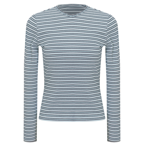 Dolman V-Neck Striped Long Sleeve Tee
