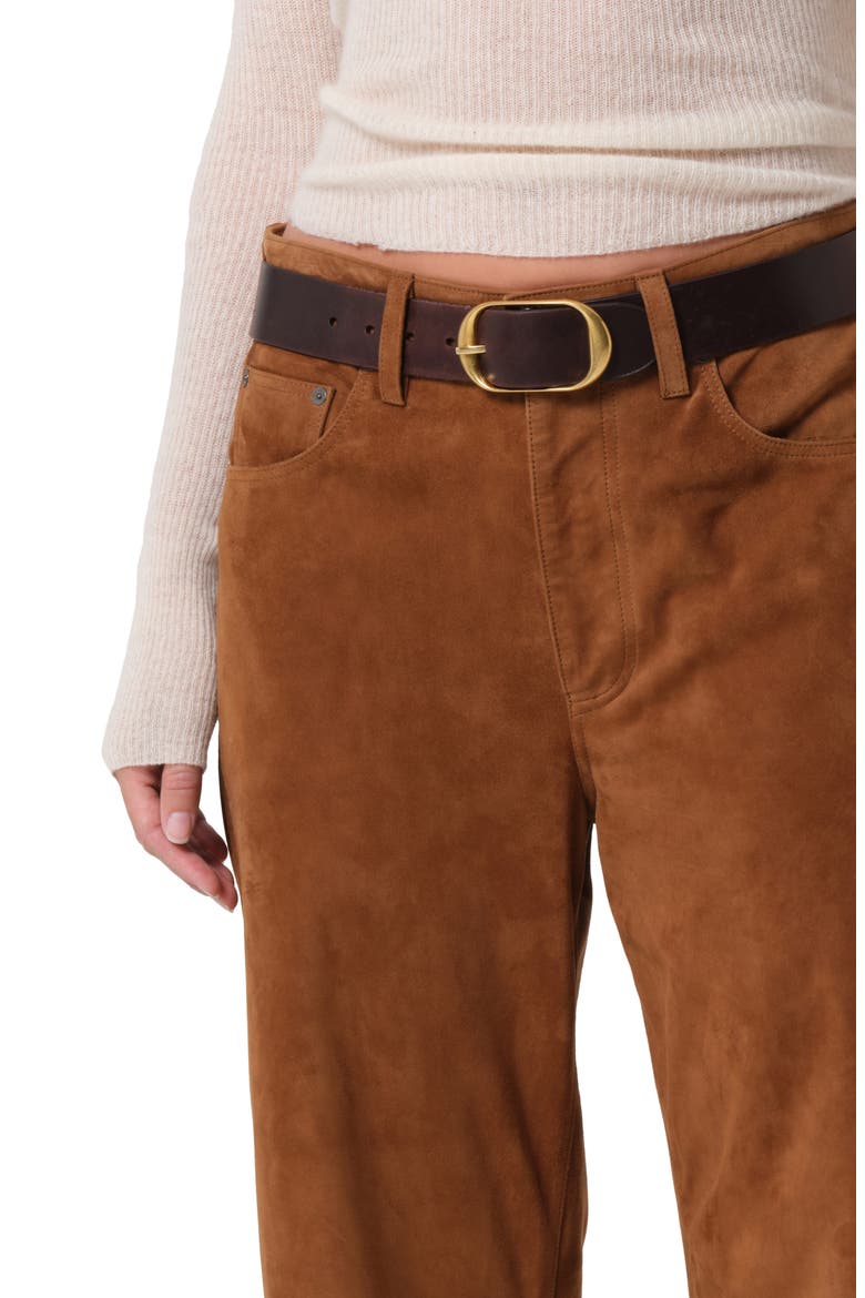 Miro High Waist Suede Barrel Jeans, Alternate, color, TOASTED CARAMEL
