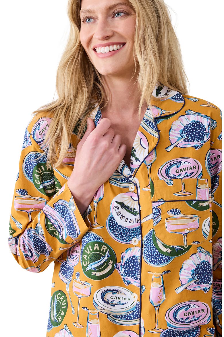 Organic Cotton Poplin Pajamas, Alternate, color, GOLDENROD
