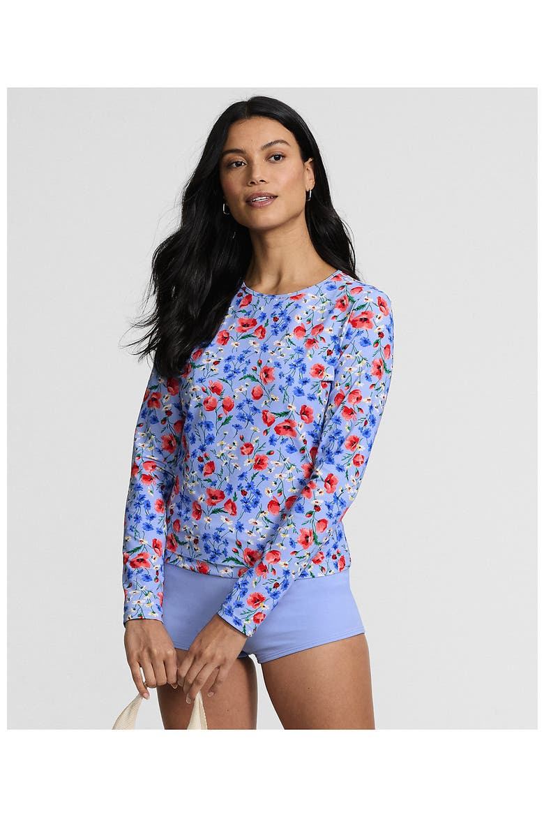Sunshade Upf 50 Long Sleeve Rash Guard Swim Tee, Alternate, color, Soft Cloud Blue Poppy Floral