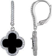 FZN Sterling Silver Quatrefoil Drop Earrings
