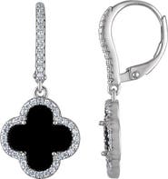 FZN Sterling Silver Quatrefoil Drop Earrings