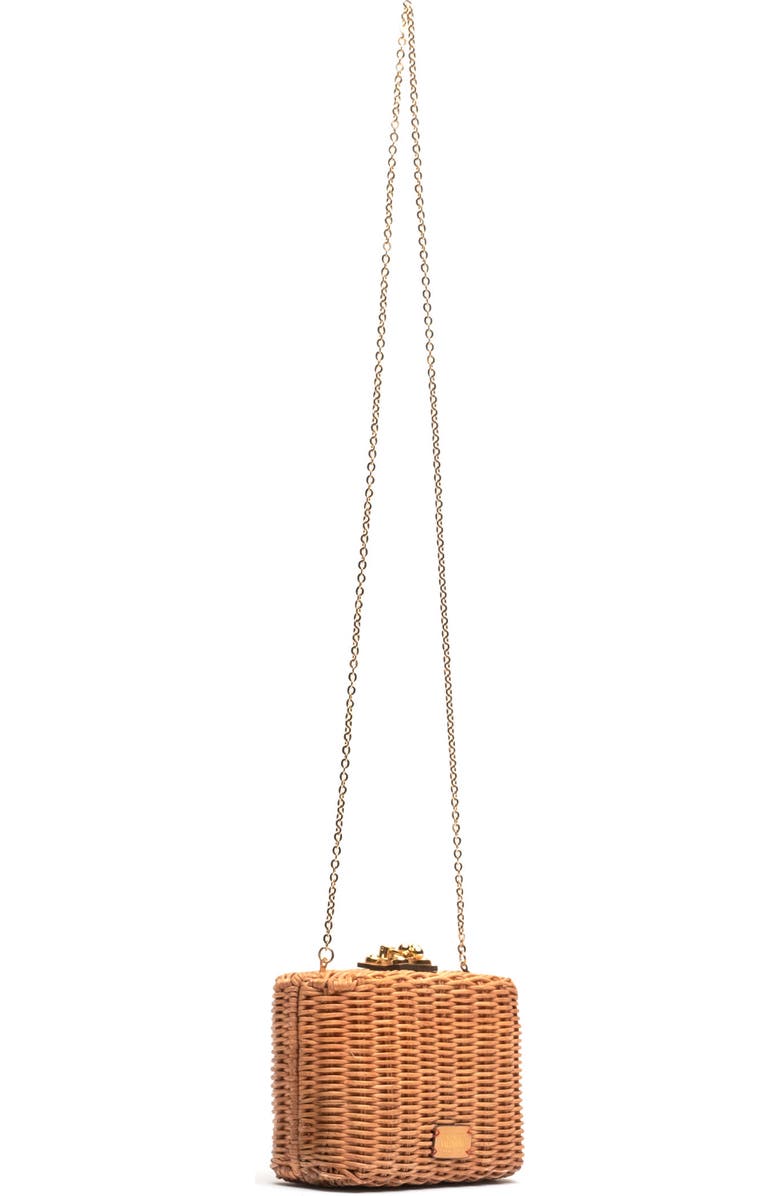 Frances Valentine Paige Wicker Clutch, Alternate, color, Toast