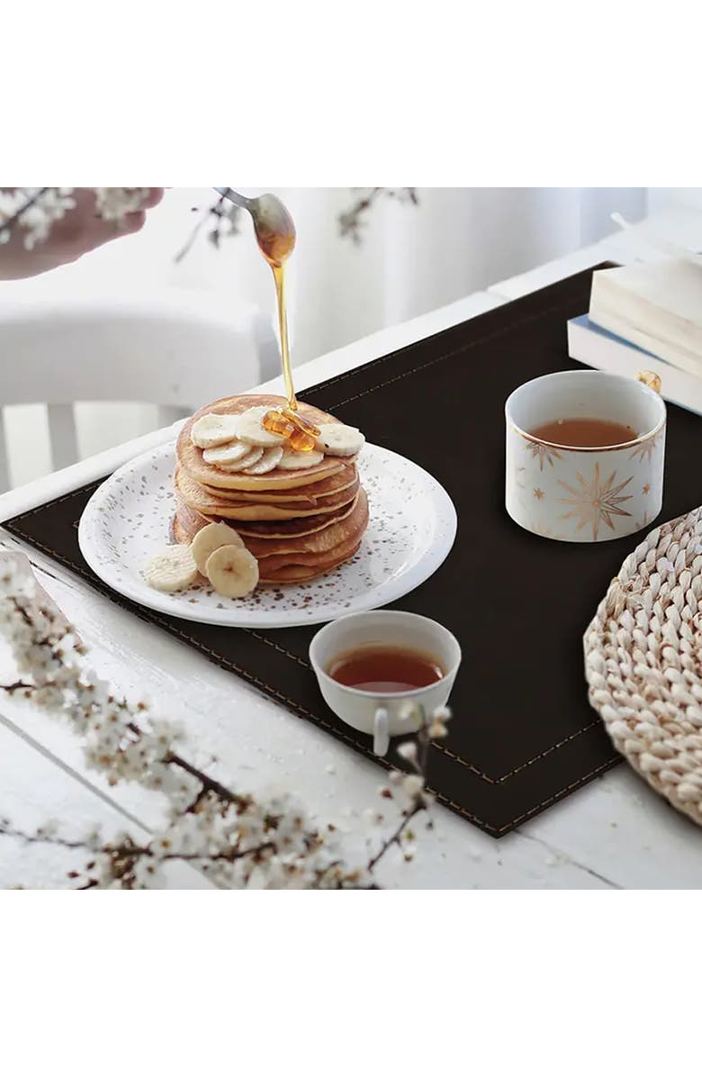 FRIELING Davanti by  Classic Luxe Placemats Set of 6, Rectangular 16.5 x 12.5 Inch Indoor Outdoor Table Placemats, Alternate, color, Black Onyx