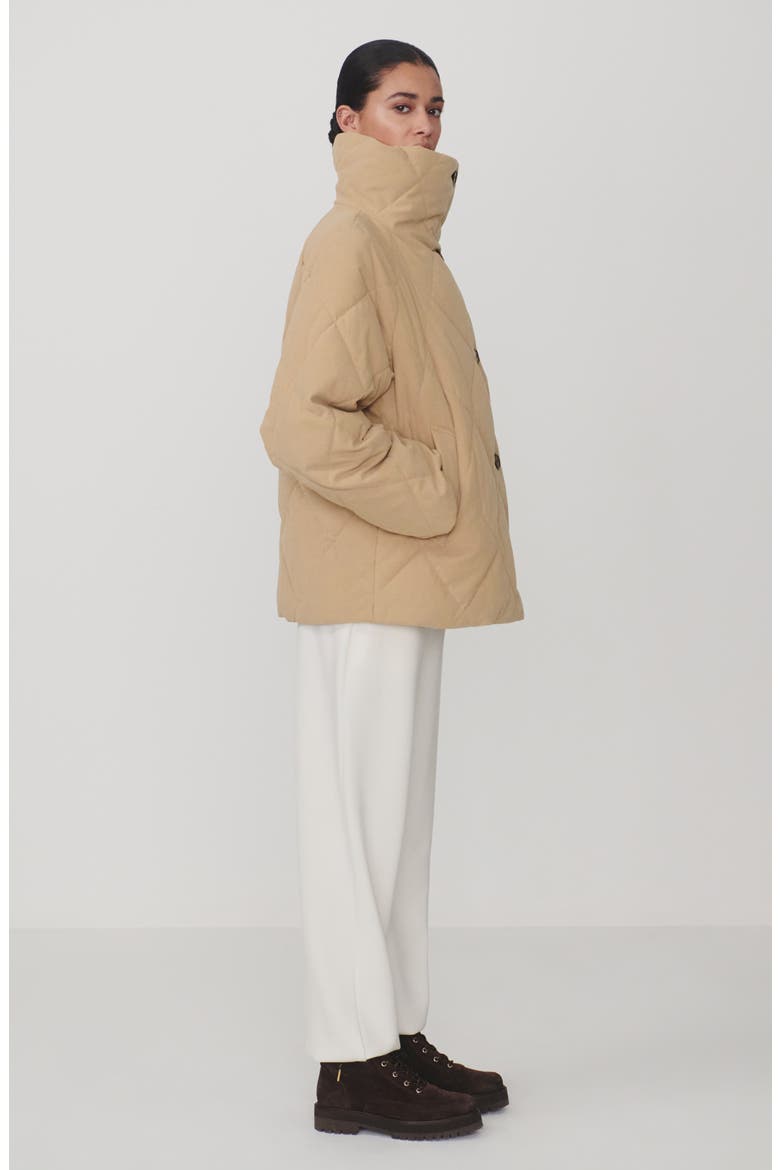 Evren Short Quilted Coat, Alternate, color, LIGHT TAUPE