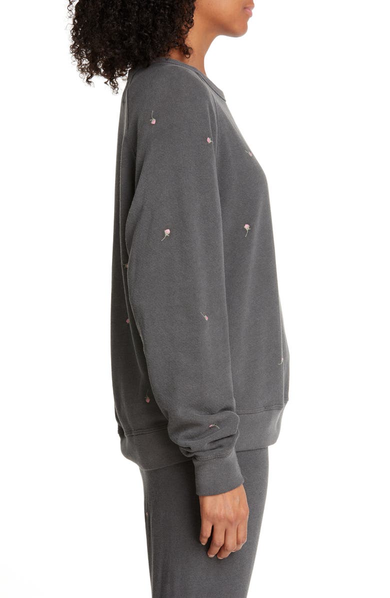 THE GREAT. The College Sweatshirt with Rose Embroidery, Alternate, color,