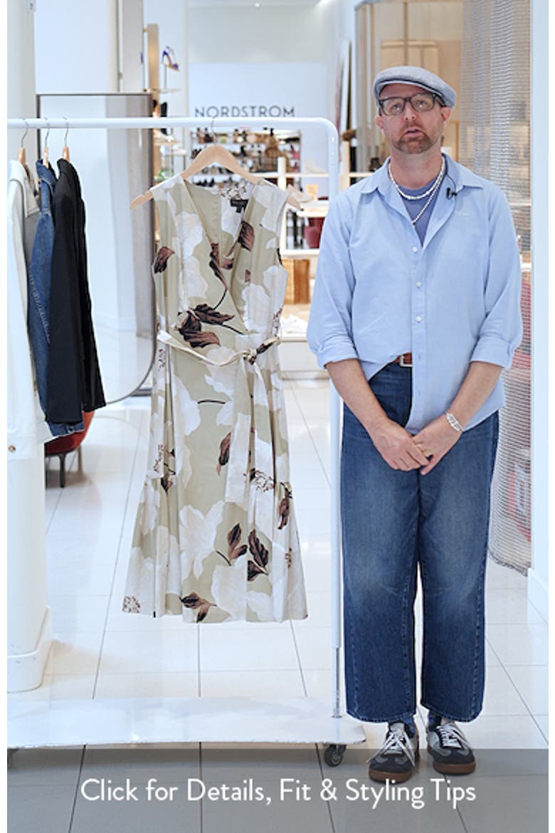 Floral Print Faux Wrap Midi Dress video